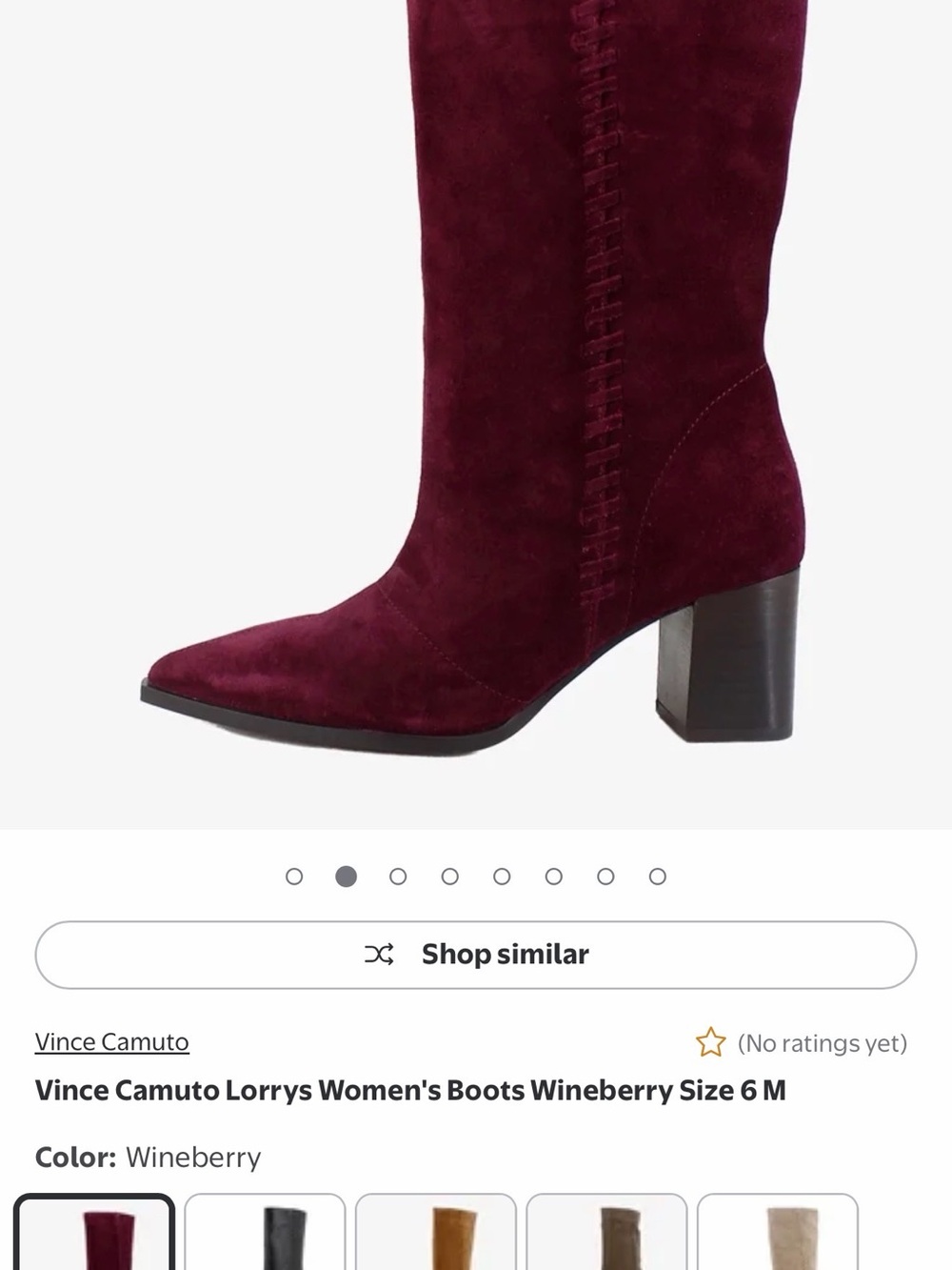 Vince Camuto Wineberry Suede Mid-Calf Block Heel Boot